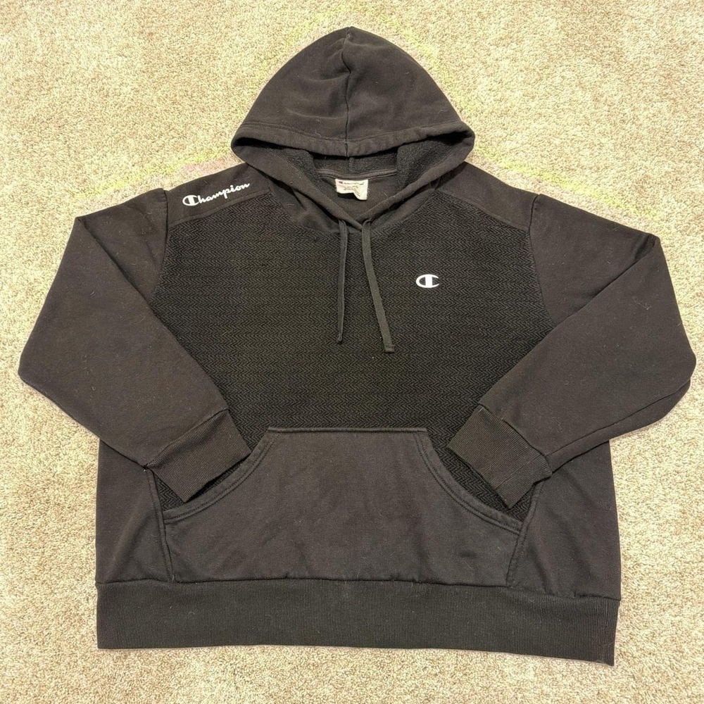 Champion Textured Panel Pullover Hoodie | Black | XL